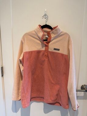 Columbia Two-Tone Rose and Light Pink Fleece Snap Pullover